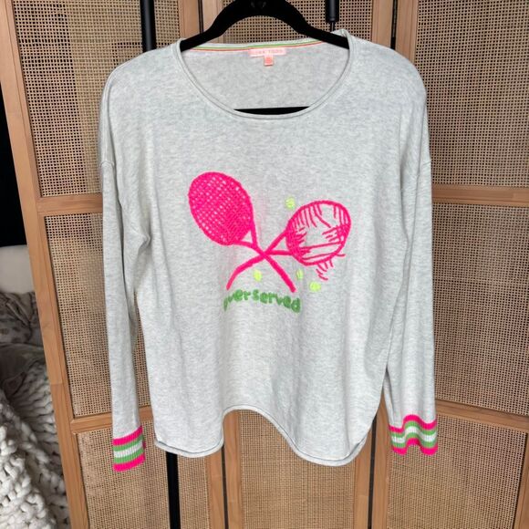 Lisa Todd pink tennis sweater overserved embroidery crewneck size medium - Picture 3 of 6